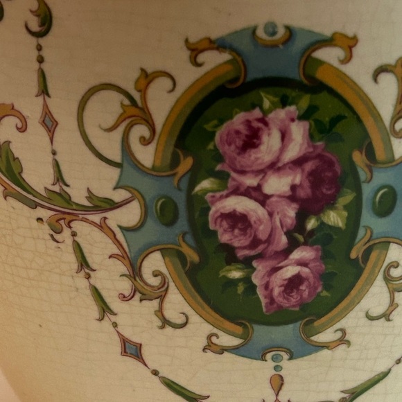 RARE Antique VTG 1910 Roseville Pottery Rosalie Jeanette Creamware Jardiniere - Picture 9 of 11